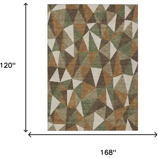 Chocolate And Brown Geometric Washable Indoor Outdoor Area Rug Photo 5