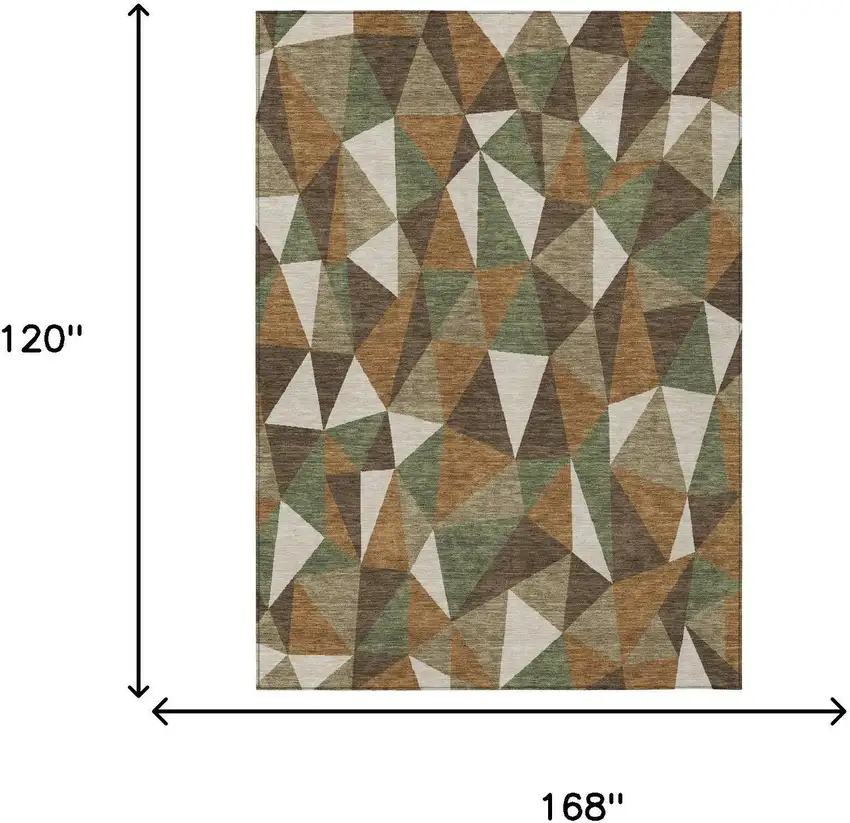 Chocolate And Brown Geometric Washable Indoor Outdoor Area Rug Photo 5