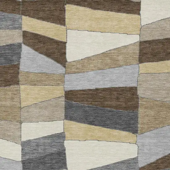 Chocolate And Brown Geometric Washable Indoor Outdoor Area Rug Photo 8