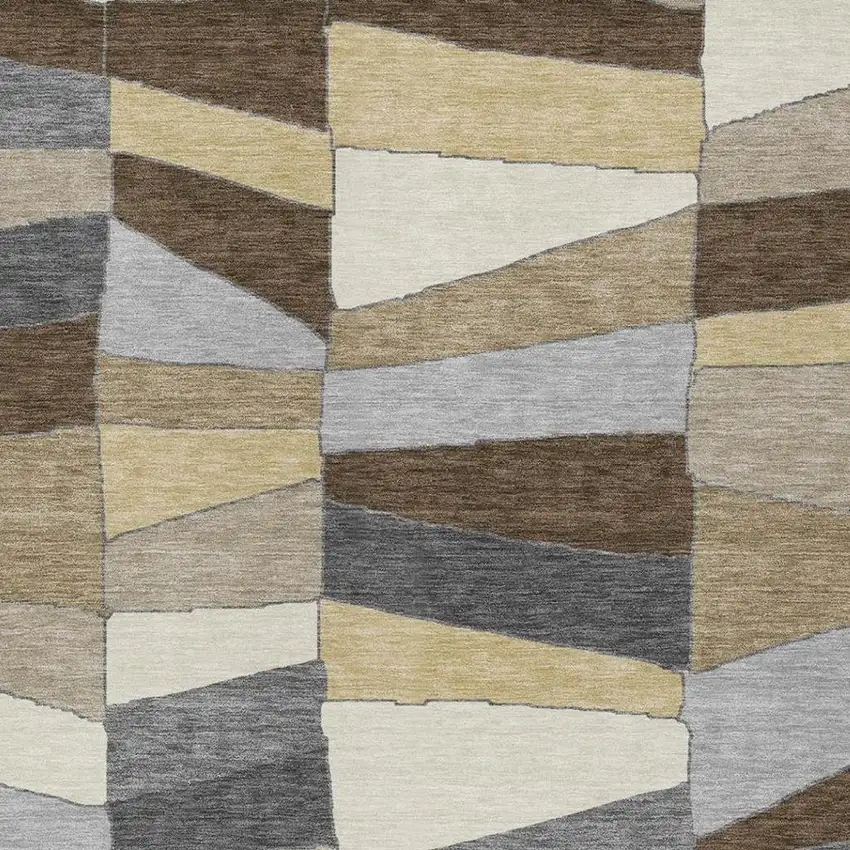 Chocolate And Brown Geometric Washable Indoor Outdoor Area Rug Photo 8