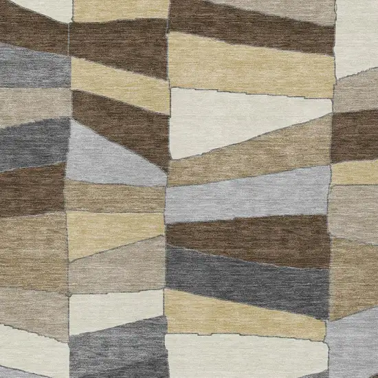 Chocolate And Brown Geometric Washable Indoor Outdoor Area Rug Photo 6