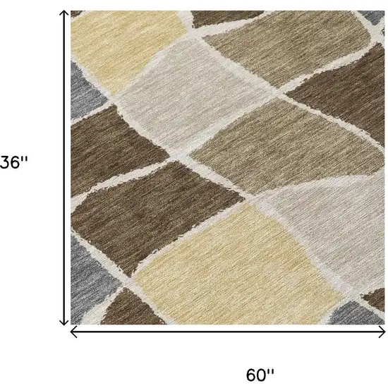Chocolate And Brown Geometric Washable Indoor Outdoor Area Rug Photo 5