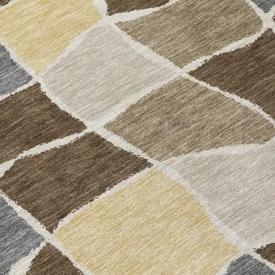 Chocolate And Brown Geometric Washable Indoor Outdoor Area Rug Photo 2