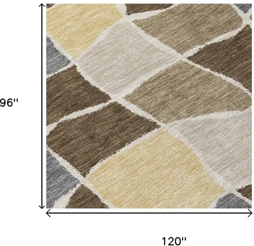 Chocolate And Brown Geometric Washable Indoor Outdoor Area Rug Photo 5