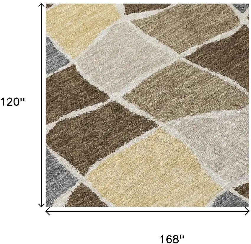 Chocolate And Brown Geometric Washable Indoor Outdoor Area Rug Photo 5