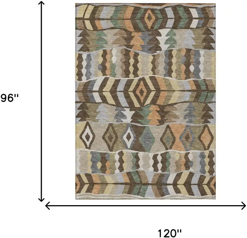 Chocolate And Brown Geometric Washable Indoor Outdoor Area Rug Photo 5
