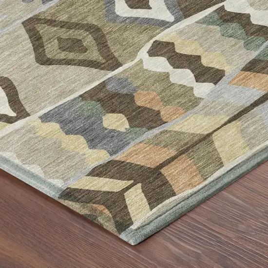 Chocolate And Brown Geometric Washable Indoor Outdoor Area Rug Photo 3