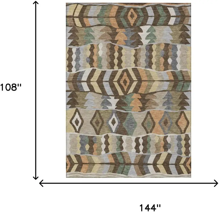 Chocolate And Brown Geometric Washable Indoor Outdoor Area Rug Photo 5