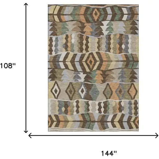 Chocolate And Brown Geometric Washable Indoor Outdoor Area Rug Photo 5