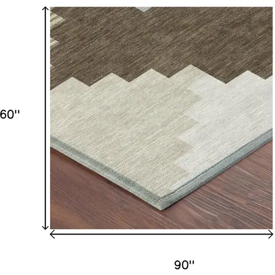 Chocolate And Brown Geometric Washable Indoor Outdoor Area Rug Photo 5