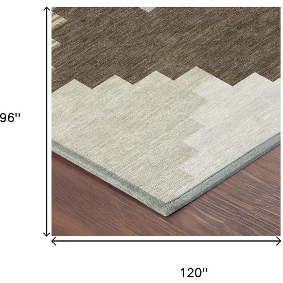 Chocolate And Brown Geometric Washable Indoor Outdoor Area Rug Photo 5