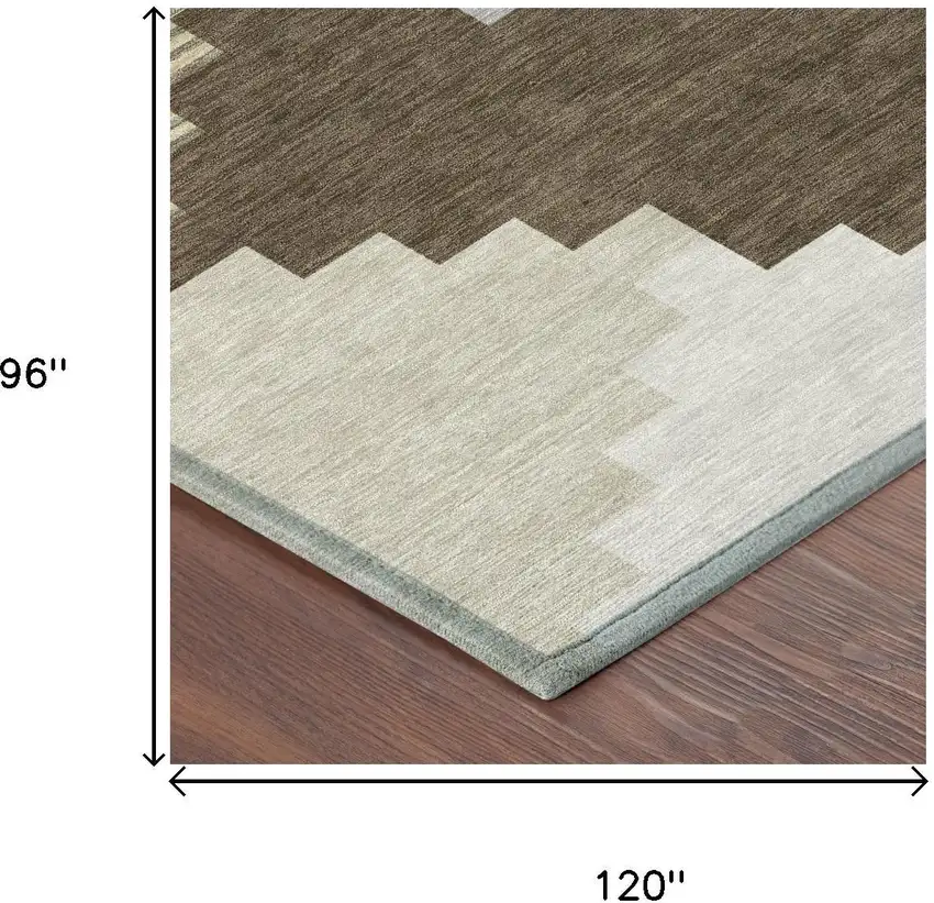 Chocolate And Brown Geometric Washable Indoor Outdoor Area Rug Photo 5