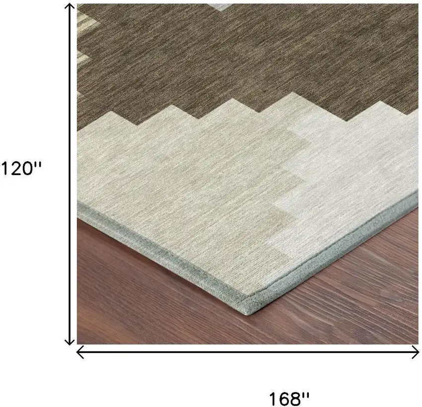Chocolate And Brown Geometric Washable Indoor Outdoor Area Rug Photo 5