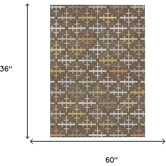 Chocolate And Brown Geometric Washable Indoor Outdoor Area Rug Photo 5