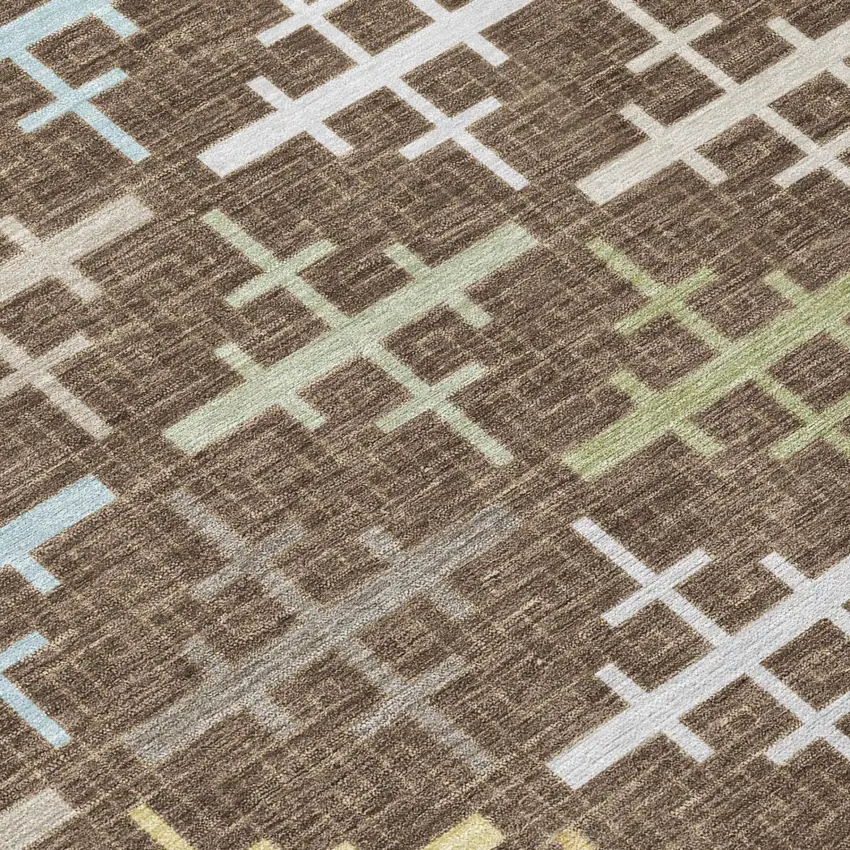 Chocolate And Brown Geometric Washable Indoor Outdoor Area Rug Photo 4