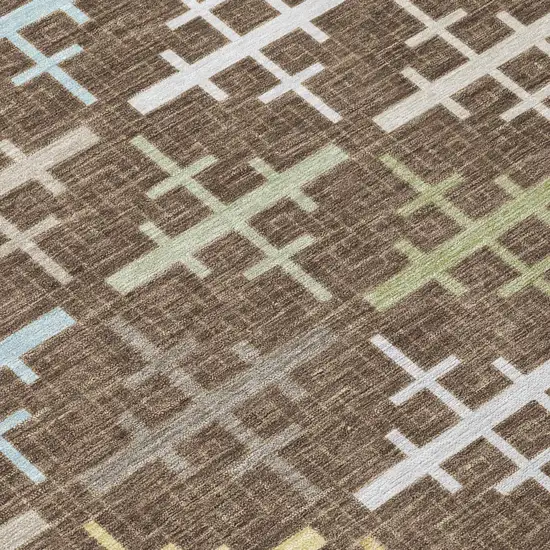 Chocolate And Brown Geometric Washable Indoor Outdoor Area Rug Photo 4
