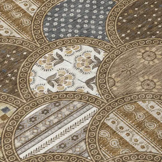 Chocolate And Brown Geometric Washable Indoor Outdoor Area Rug Photo 4