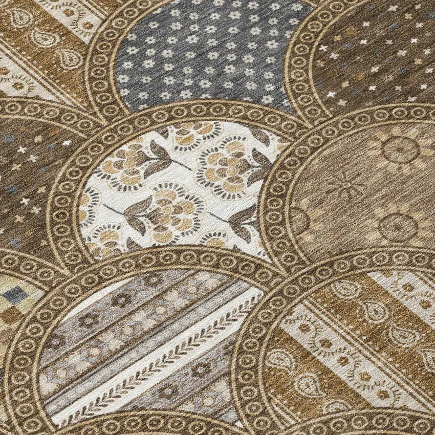 Chocolate And Brown Geometric Washable Indoor Outdoor Area Rug Photo 4