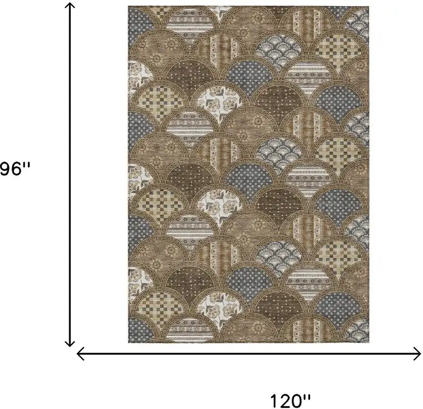 Chocolate And Brown Geometric Washable Indoor Outdoor Area Rug Photo 5