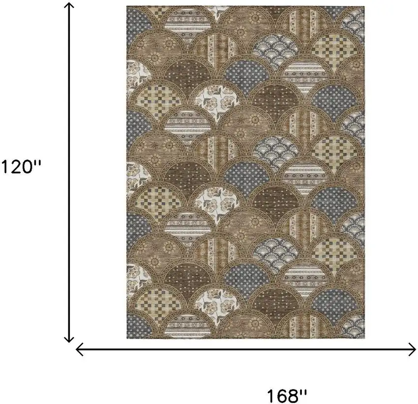 Chocolate And Brown Geometric Washable Indoor Outdoor Area Rug Photo 5