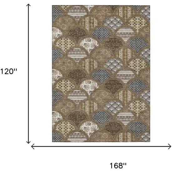 Chocolate And Brown Geometric Washable Indoor Outdoor Area Rug Photo 5