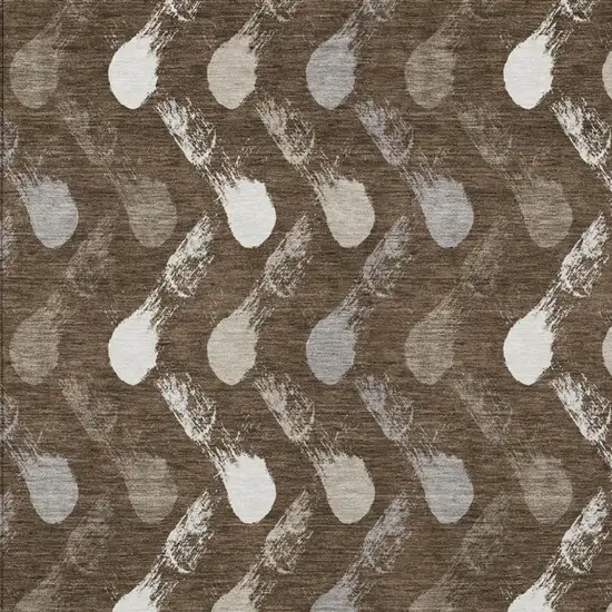 Chocolate And Brown Geometric Washable Indoor Outdoor Area Rug Photo 2