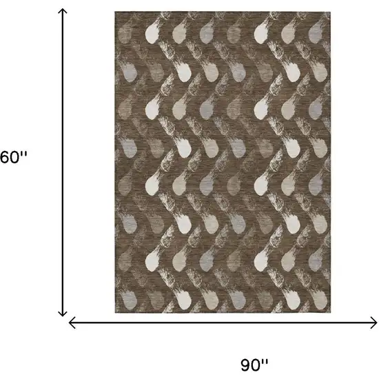Chocolate And Brown Geometric Washable Indoor Outdoor Area Rug Photo 6