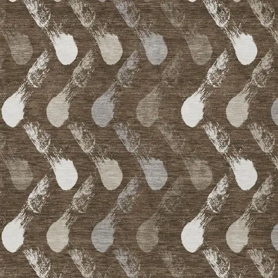 Chocolate And Brown Geometric Washable Indoor Outdoor Area Rug Photo 2
