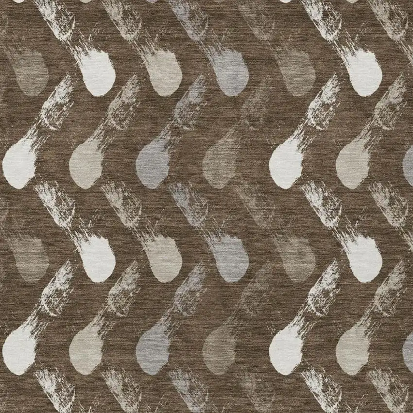 Chocolate And Brown Geometric Washable Indoor Outdoor Area Rug Photo 2