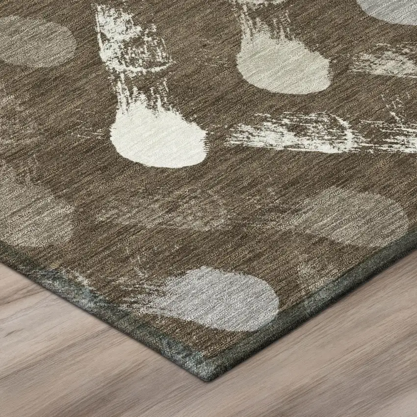 Chocolate And Brown Geometric Washable Indoor Outdoor Area Rug Photo 4