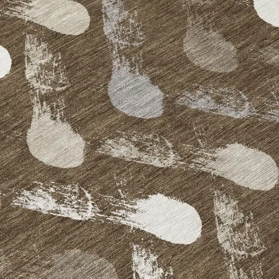 Chocolate And Brown Geometric Washable Indoor Outdoor Area Rug Photo 5