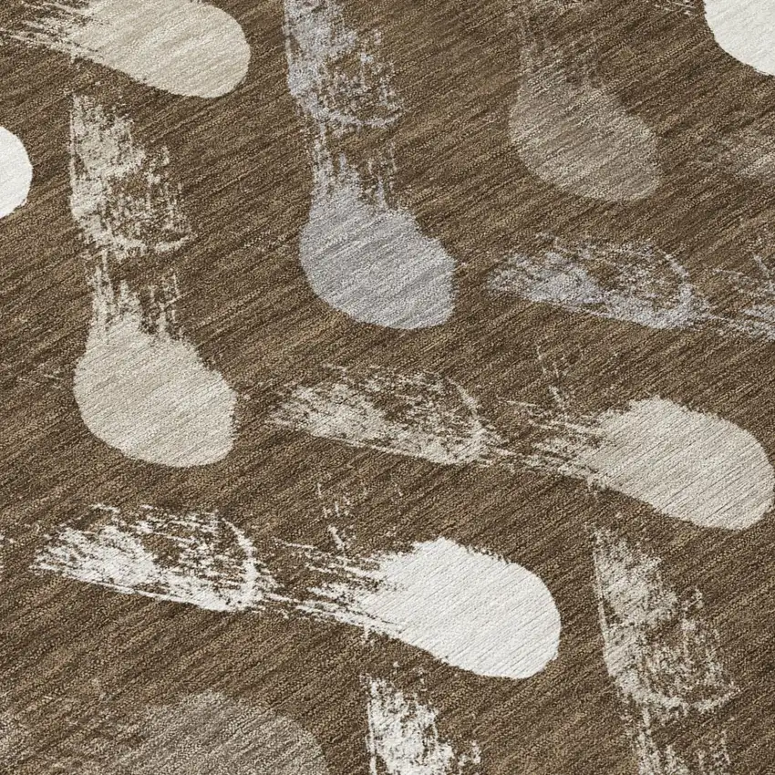 Chocolate And Brown Geometric Washable Indoor Outdoor Area Rug Photo 5