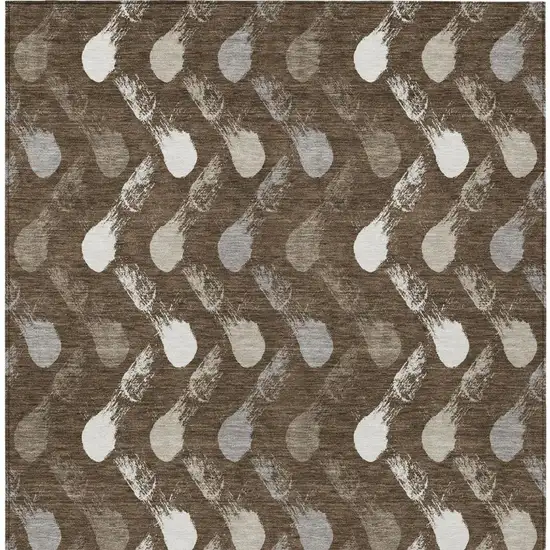 Chocolate And Brown Geometric Washable Indoor Outdoor Area Rug Photo 3