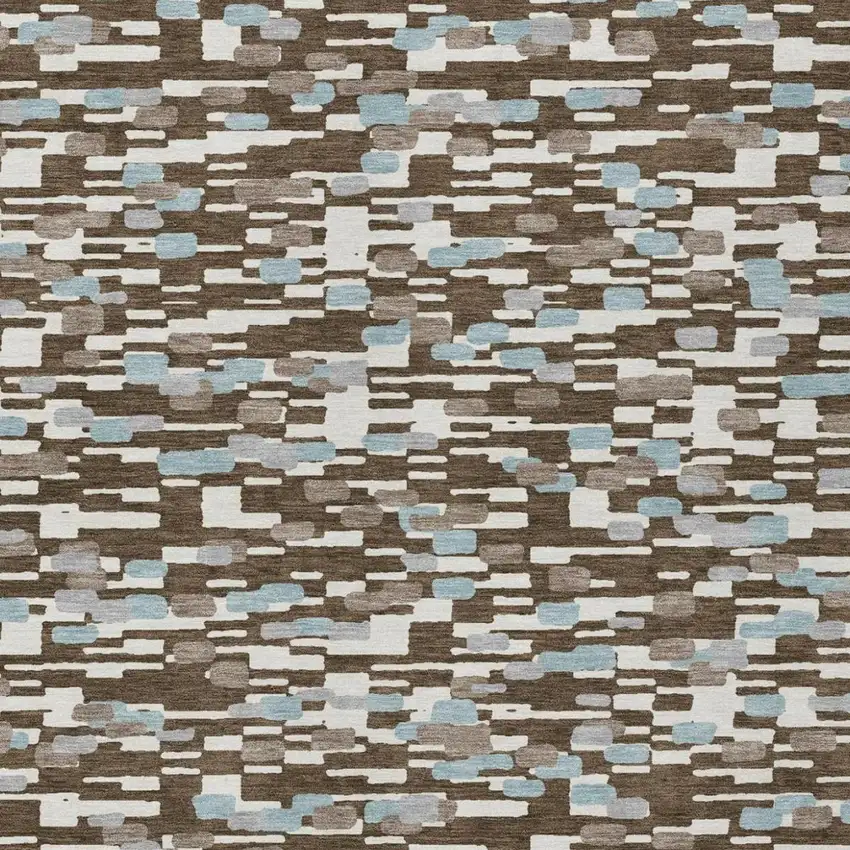 Chocolate And Brown Geometric Washable Indoor Outdoor Area Rug Photo 1
