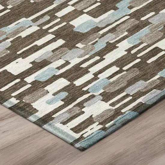 Chocolate And Brown Geometric Washable Indoor Outdoor Area Rug Photo 4