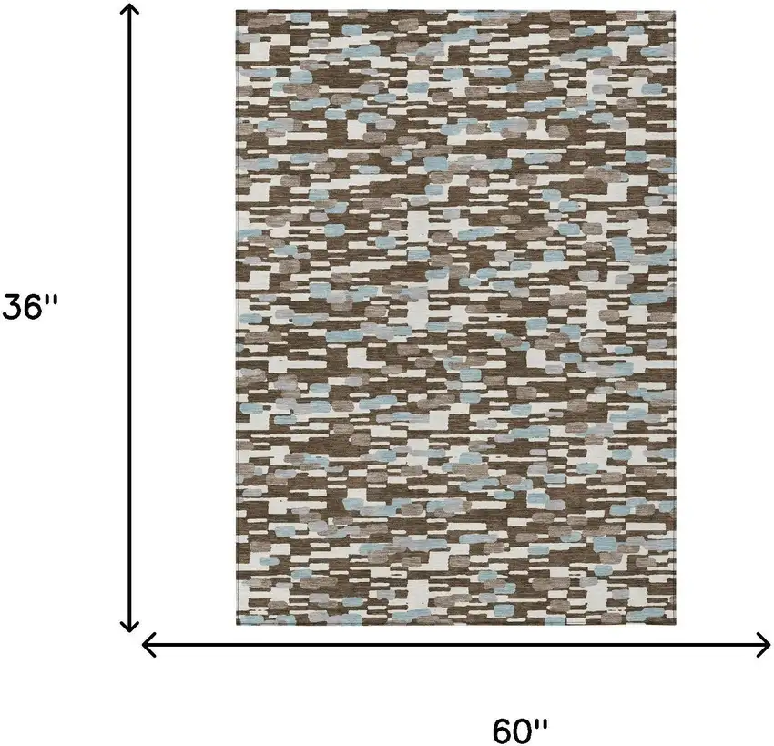 Chocolate And Brown Geometric Washable Indoor Outdoor Area Rug Photo 6