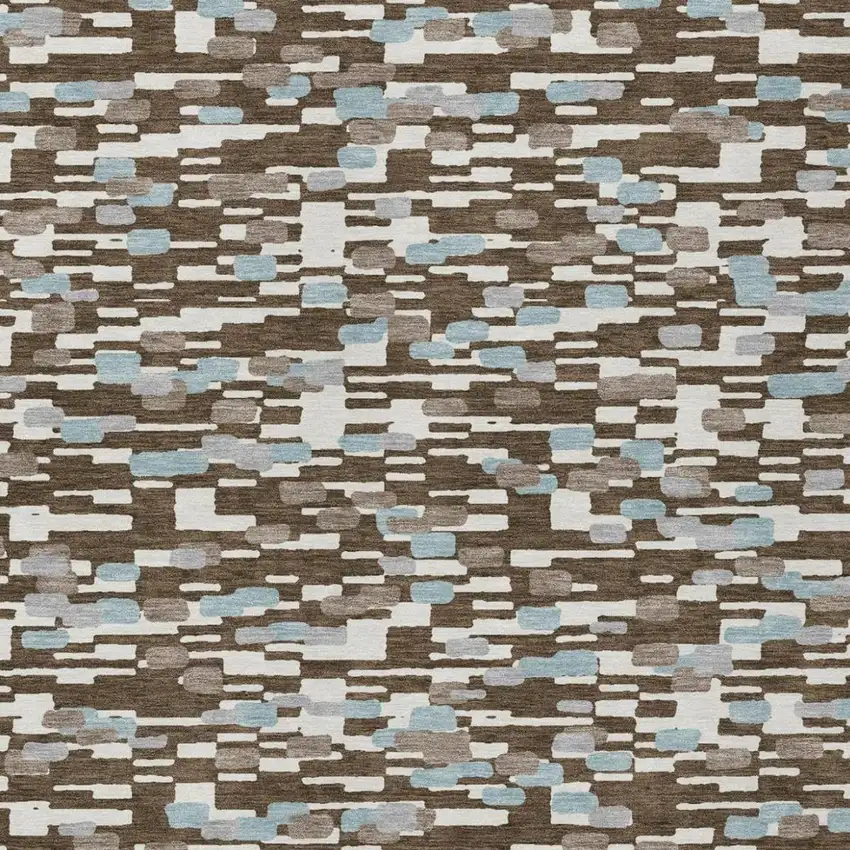 Chocolate And Brown Geometric Washable Indoor Outdoor Area Rug Photo 2