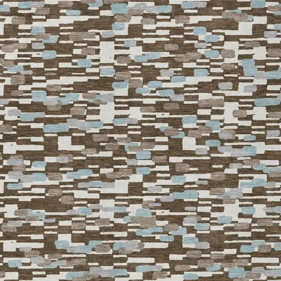 Chocolate And Brown Geometric Washable Indoor Outdoor Area Rug Photo 2