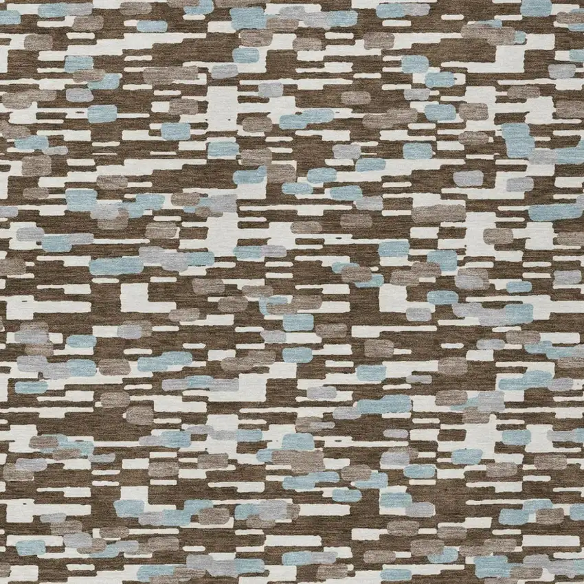 Chocolate And Brown Geometric Washable Indoor Outdoor Area Rug Photo 2