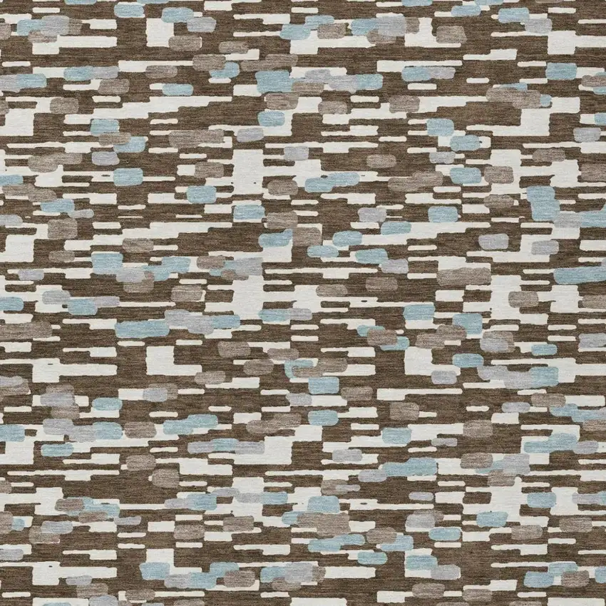 Chocolate And Brown Geometric Washable Indoor Outdoor Area Rug Photo 3