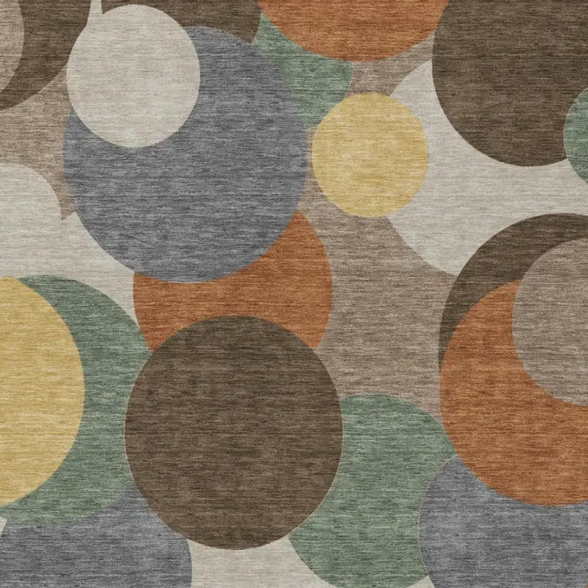 Chocolate And Brown Geometric Washable Indoor Outdoor Area Rug Photo 1