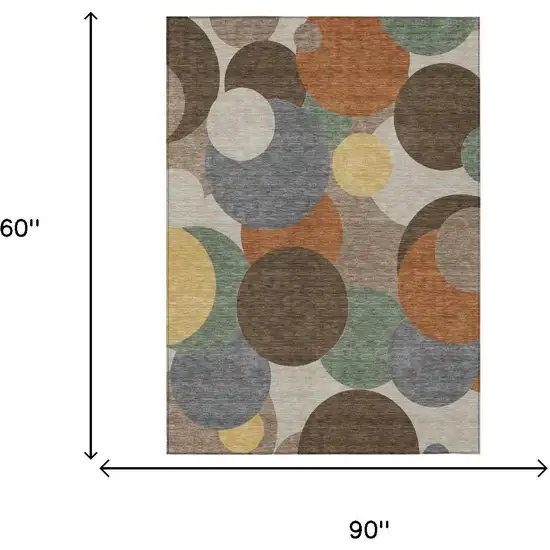 Chocolate And Brown Geometric Washable Indoor Outdoor Area Rug Photo 6
