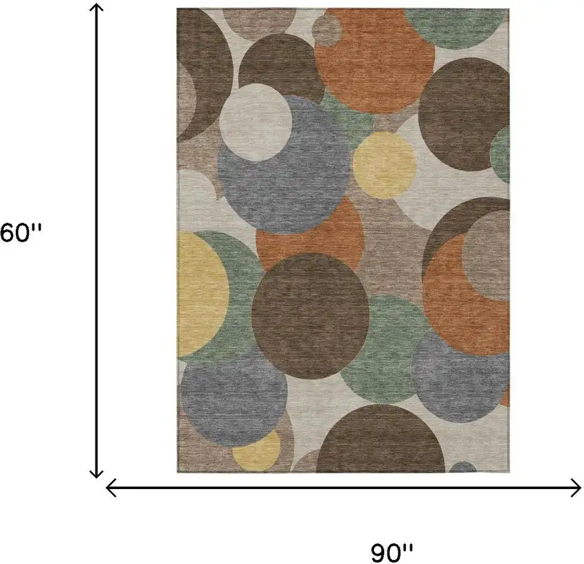 Chocolate And Brown Geometric Washable Indoor Outdoor Area Rug Photo 6