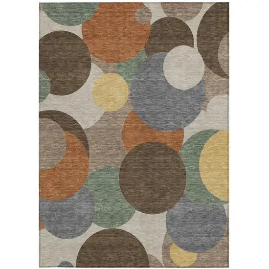 Chocolate And Brown Geometric Washable Indoor Outdoor Area Rug Photo 3