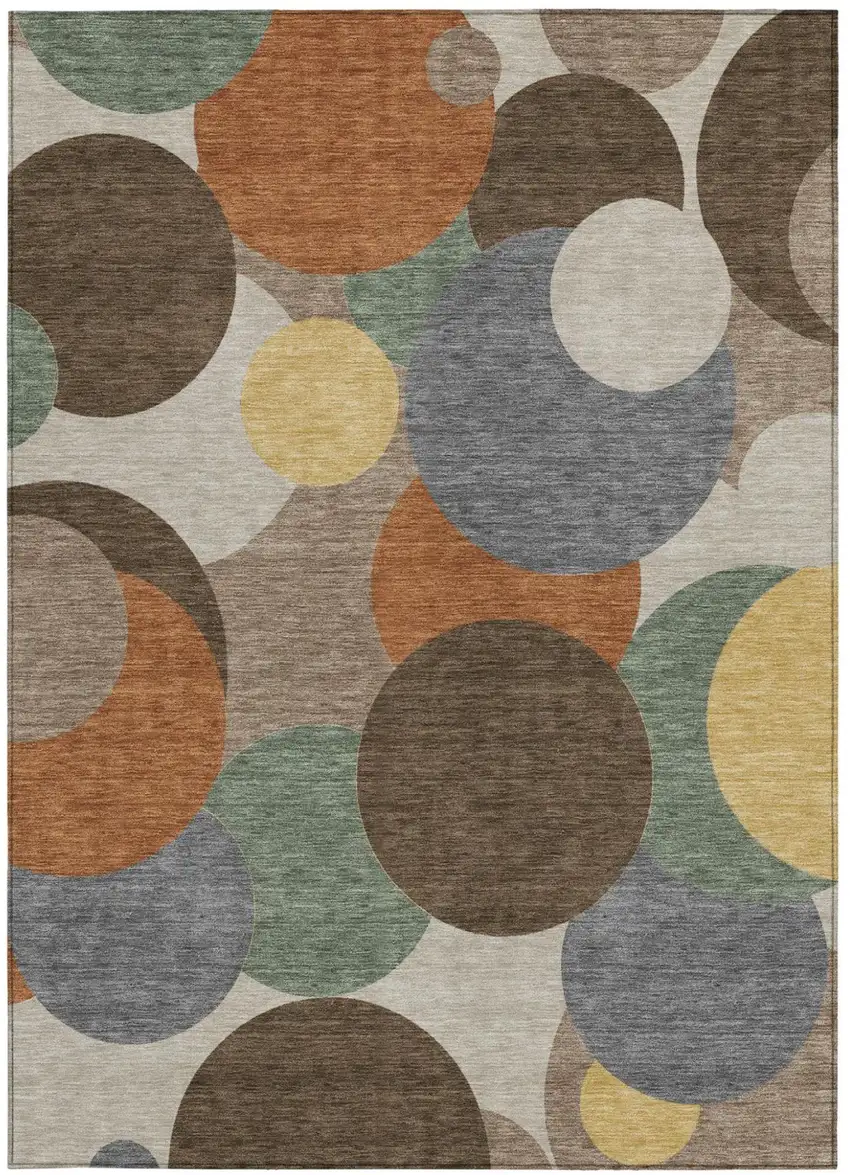 Chocolate And Brown Geometric Washable Indoor Outdoor Area Rug Photo 3