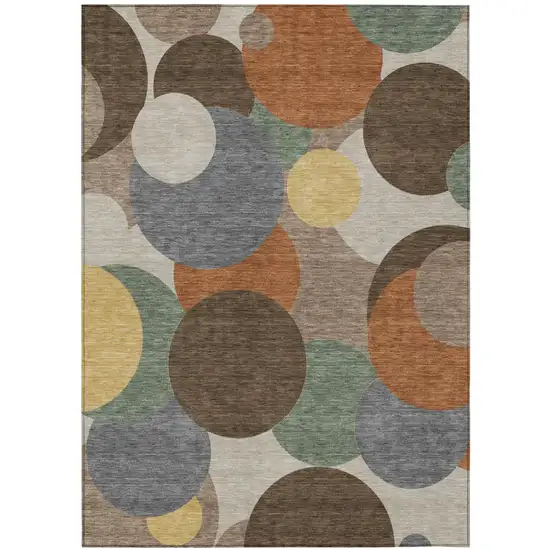 Chocolate And Brown Geometric Washable Indoor Outdoor Area Rug Photo 2