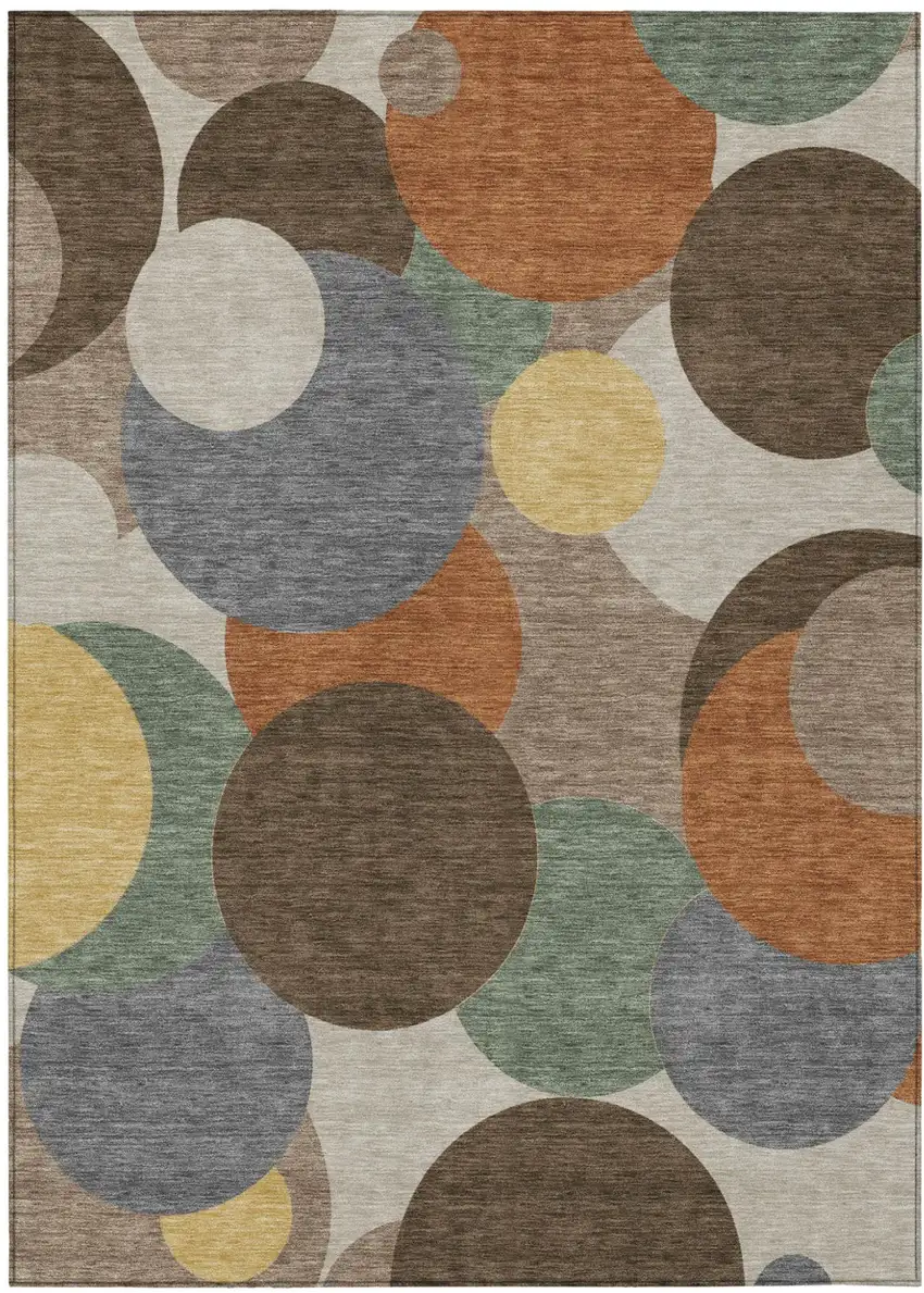 Chocolate And Brown Geometric Washable Indoor Outdoor Area Rug Photo 2