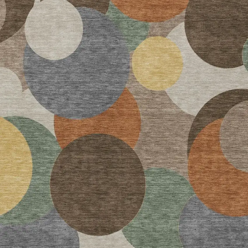 Chocolate And Brown Geometric Washable Indoor Outdoor Area Rug Photo 1