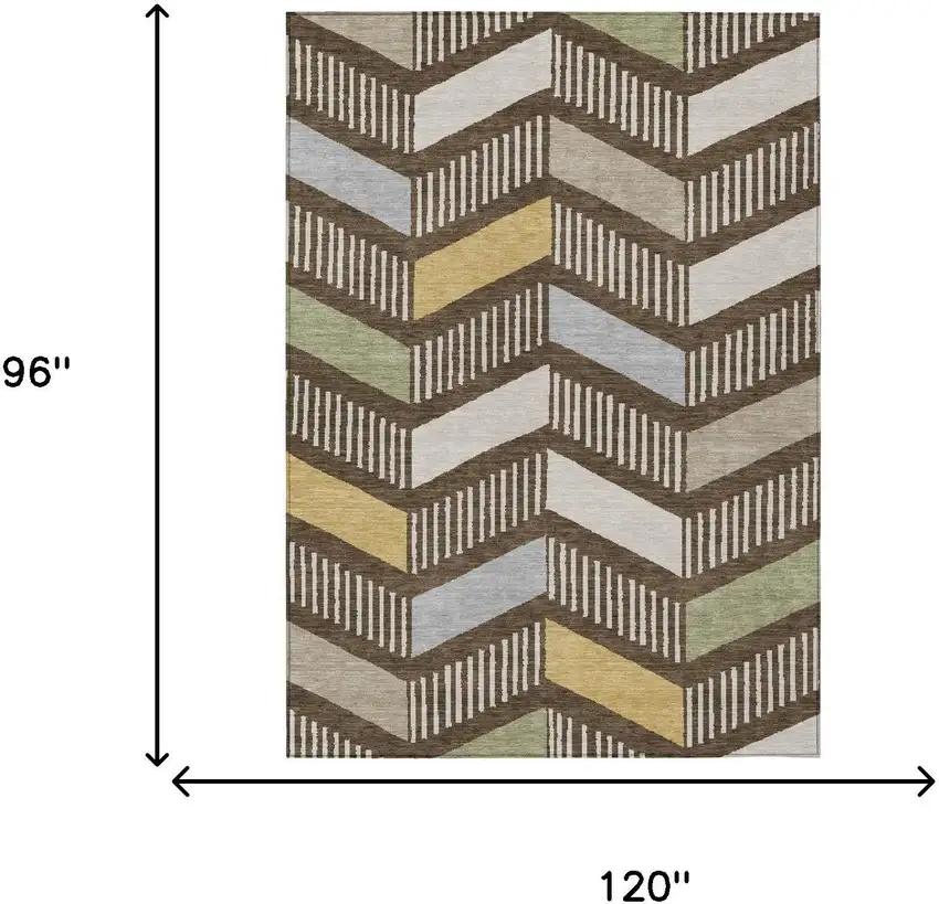 Chocolate And Brown Geometric Washable Indoor Outdoor Area Rug Photo 6