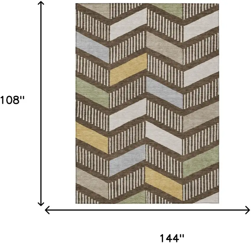 Chocolate And Brown Geometric Washable Indoor Outdoor Area Rug Photo 6